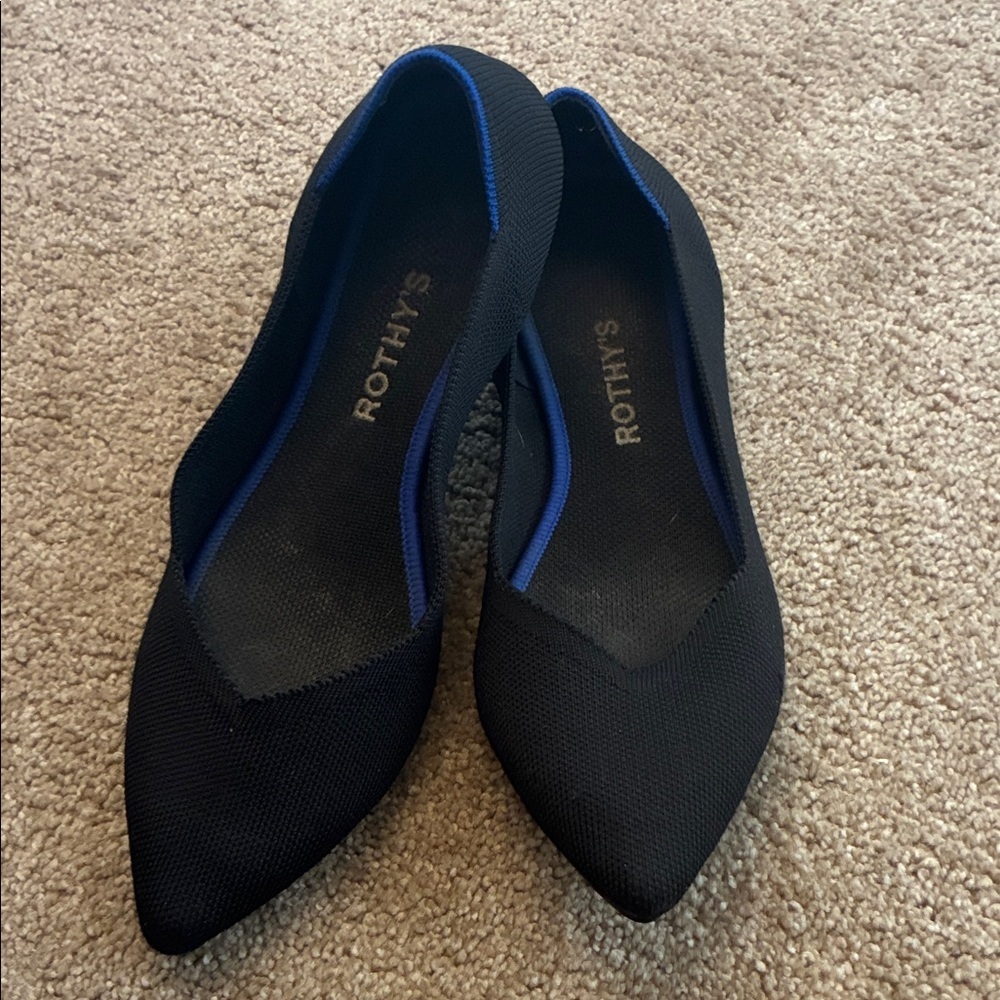 Rothy's Black Flats with Blue Accents - Picture 3 of 7